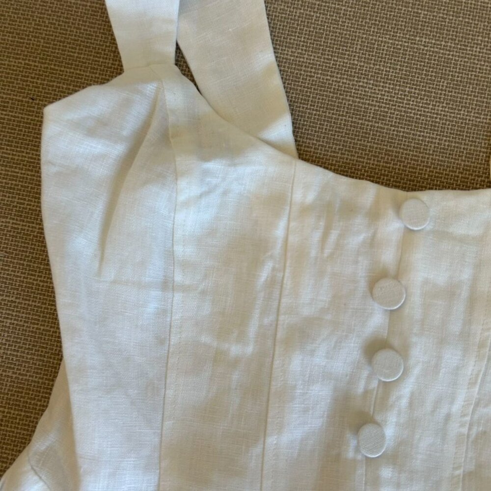 NEW Reformation Evie Linen Top Sz4 White - Picture 6 of 9